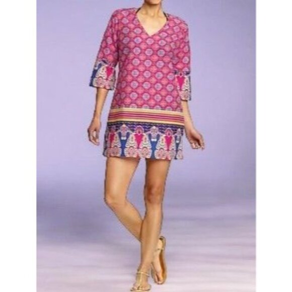 Old Navy Womens Multicolor Geometric Boho Cotton Shift Mini Dress  Size Large - Picture 2 of 8